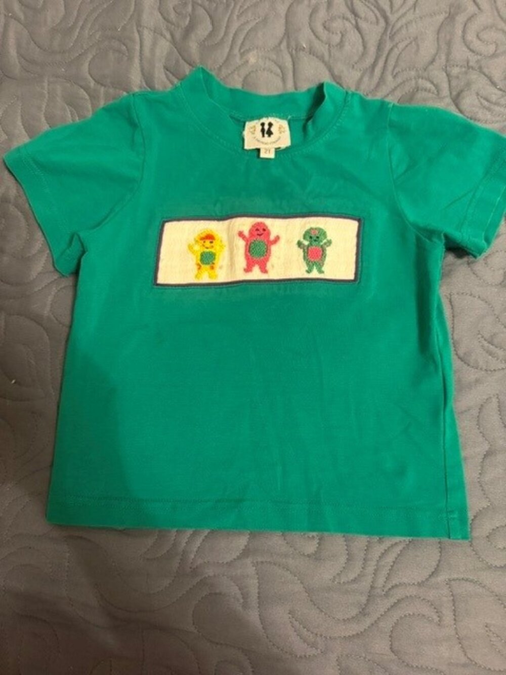 BARNEY & FRIENDS, BARNEY THE DINOSAUR SMOCKED T SHIRT SIZE 2T